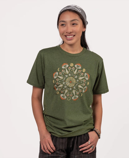 Mushroom Mandala T-Shirt in Green