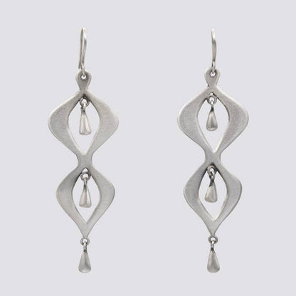 Silver Wavy Earrings with Teardrop Dangles | Jane Diaz