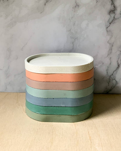 Concrete Oval Tray in Pale Blue