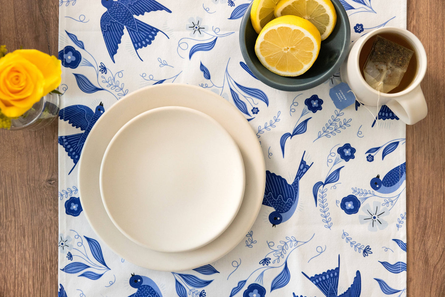 Blue Songbird Table Runner