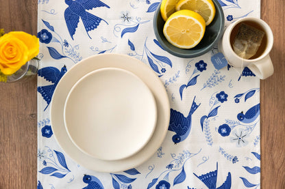 Blue Songbird Table Runner
