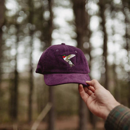 Ruby-throated Hummingbird Corduroy Hat in Mulberry