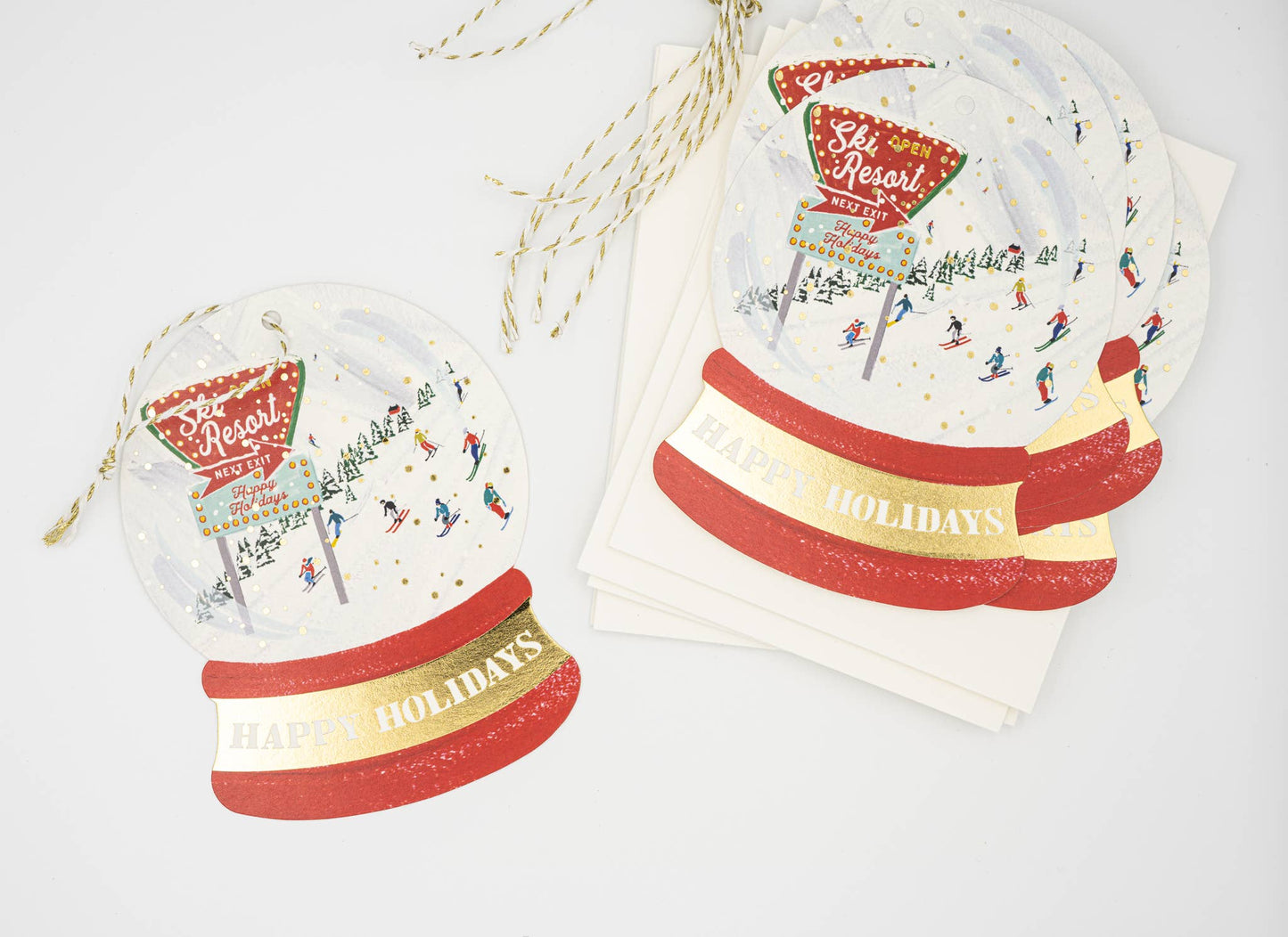 Happy Holidays Ski Resort Snowglobe Boxed Cards