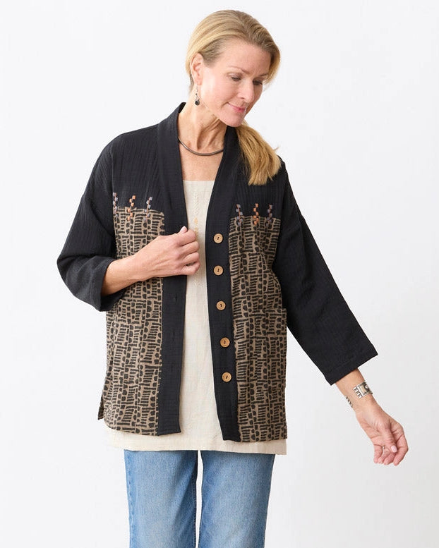 Rupashi Gauze Jacket in Cumin & Black