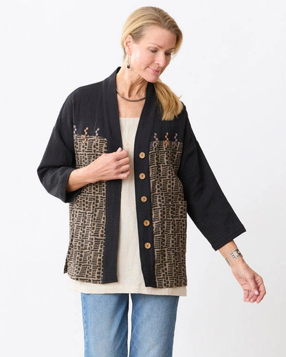Rupashi Gauze Jacket in Cumin & Black