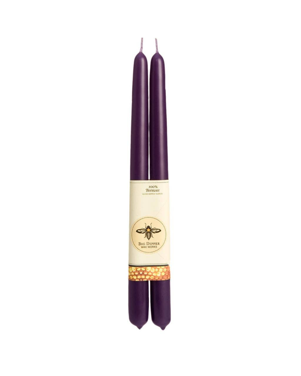 Set of Two Beeswax Taper Candles in Eggplant