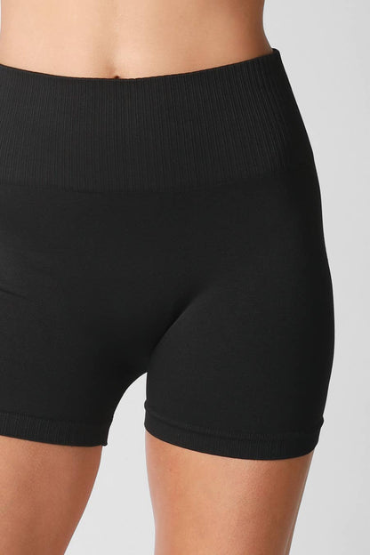 Jersey High Waisted Biker Shorts in Black