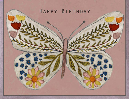 Pink Butterfly Birthday Card