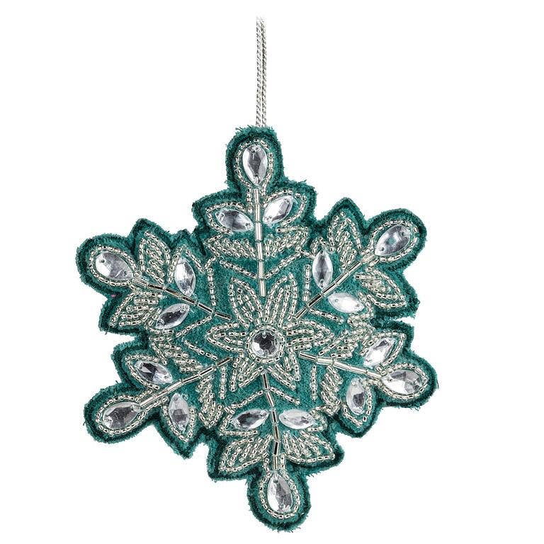 Blue Snowflake Beaded Ornament