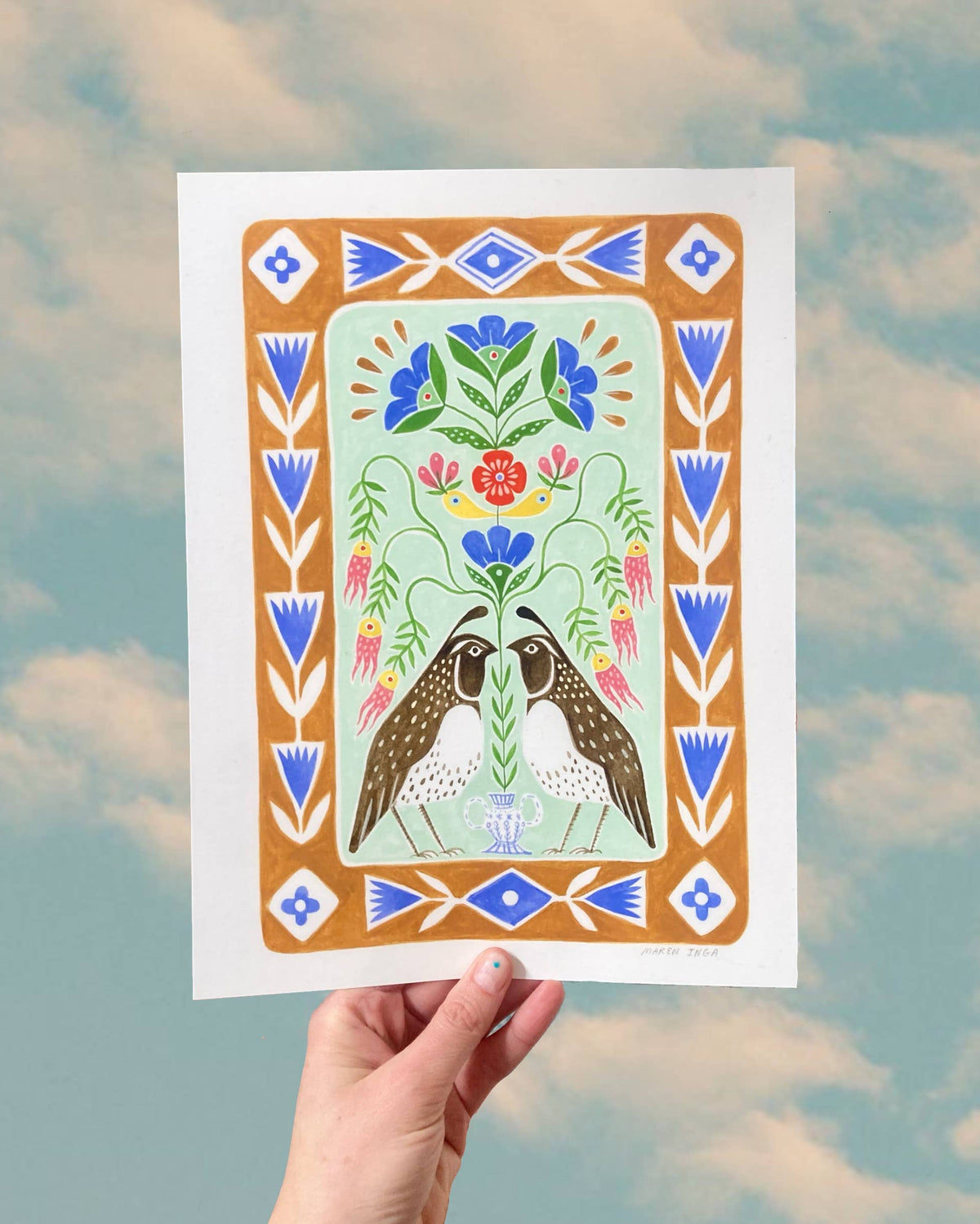 Two Quail Giclee Art Print | Maren Inga
