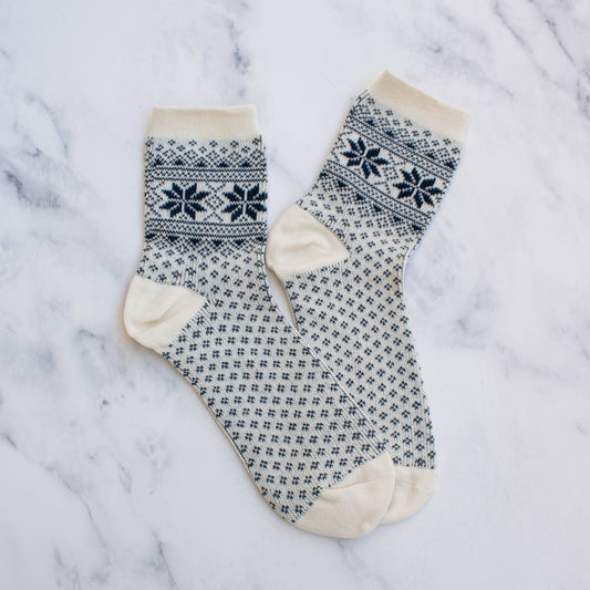 Ivory Snowflake Socks