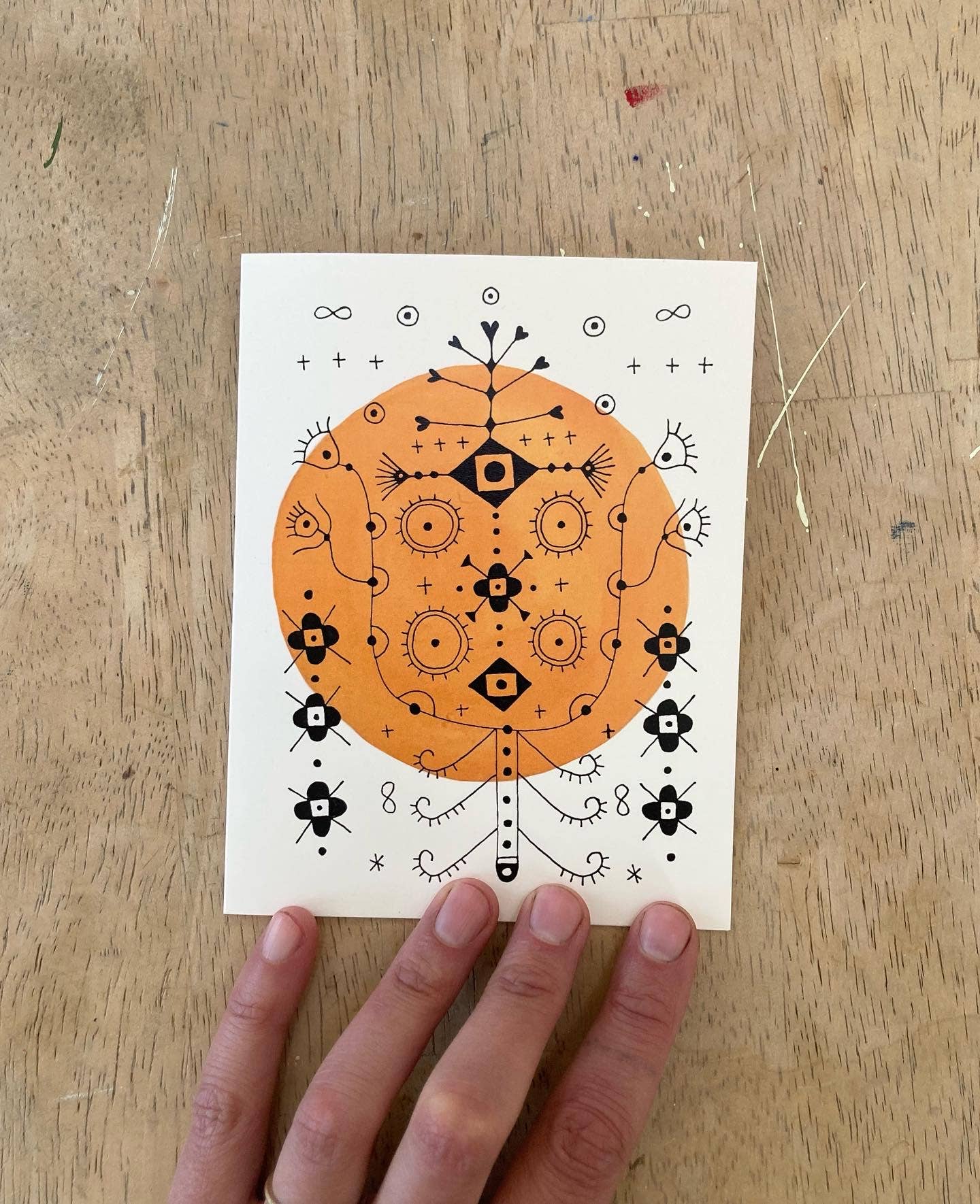 Gold Nordic embroidery Blank Card
