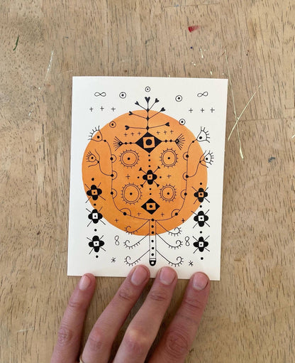 Gold Nordic embroidery Blank Card