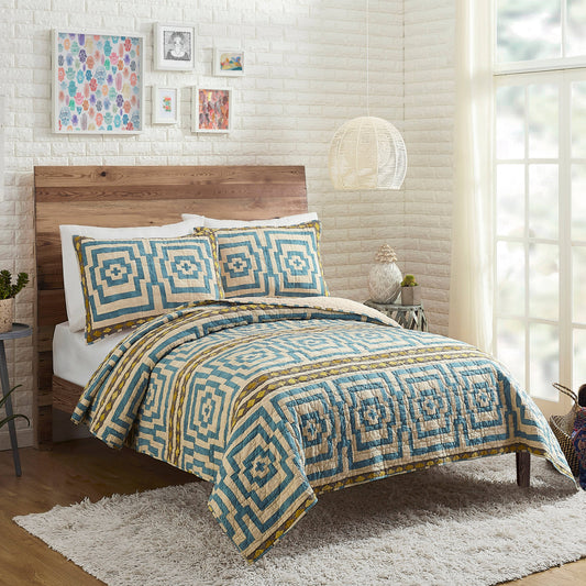 Hypnotic 3-Piece Quilt Set in Blue