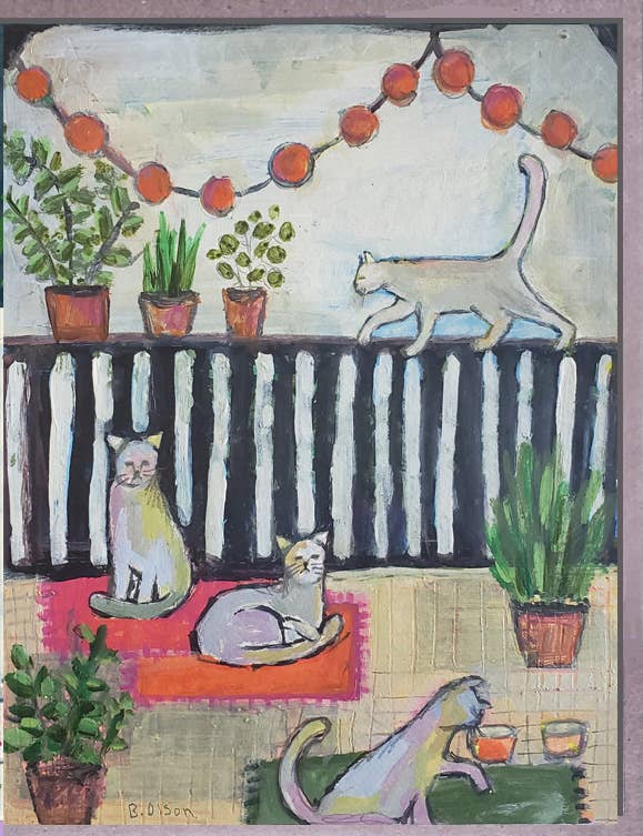Cats on Porch Card