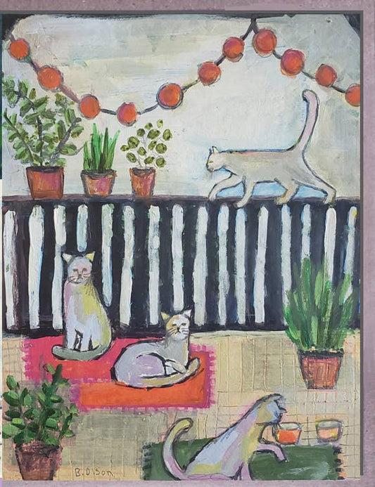 Cats on Porch Card