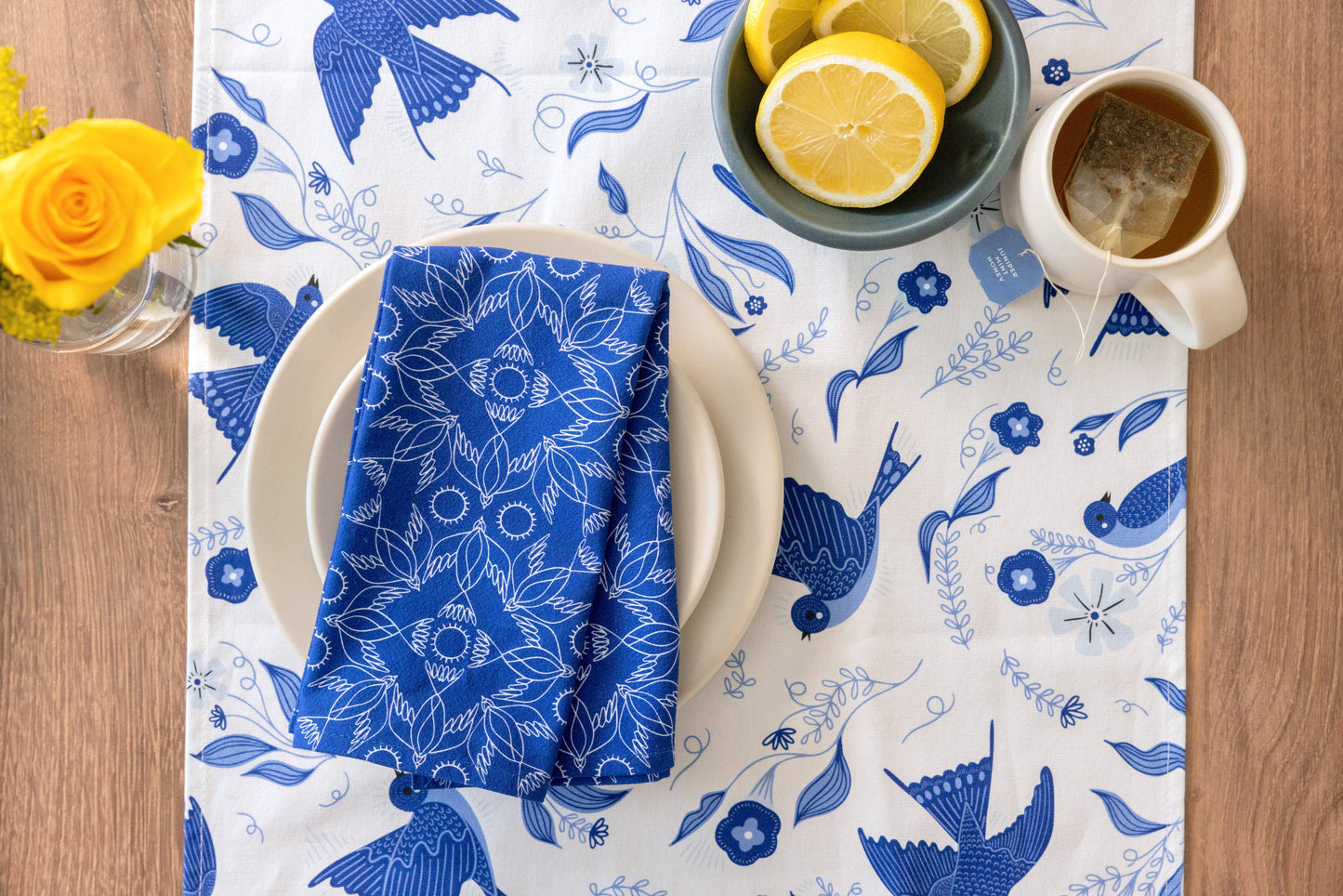 Blue Songbird Table Runner