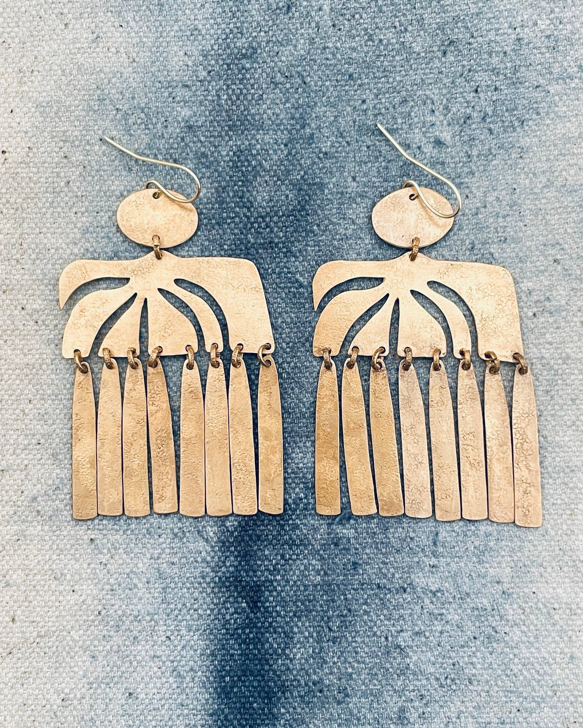 Contemporary Boho Brass Earrings
