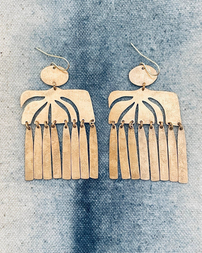 Contemporary Boho Brass Earrings