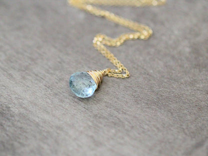 Moss Aquamarine Solitaire Necklace