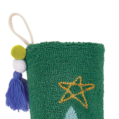 Christmas Tree Stocking With Pom Tassel