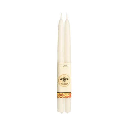 Set of Two Beeswax Taper Candles in Ivory