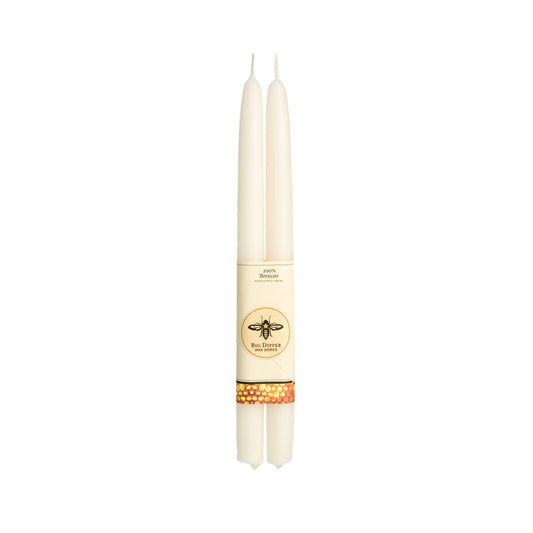 Set of Two Beeswax Taper Candles in Ivory