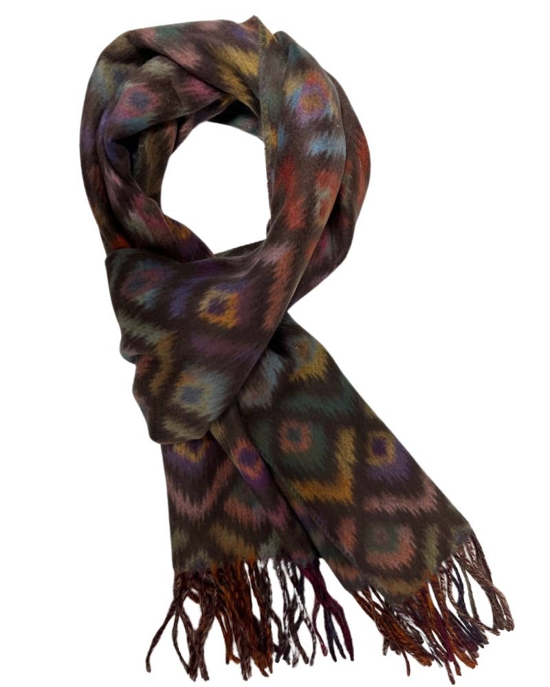 Peacock Feathers Cozy Scarf in Chocolate Multi