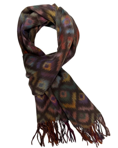 Peacock Feathers Cozy Scarf in Chocolate Multi