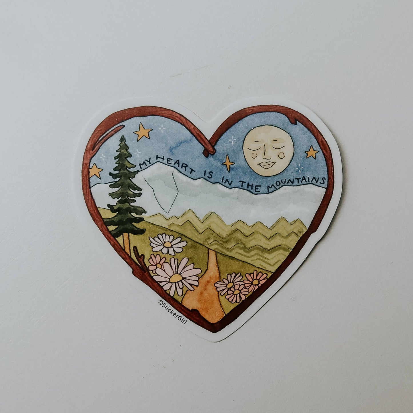 Heart in the Mountains Sticker