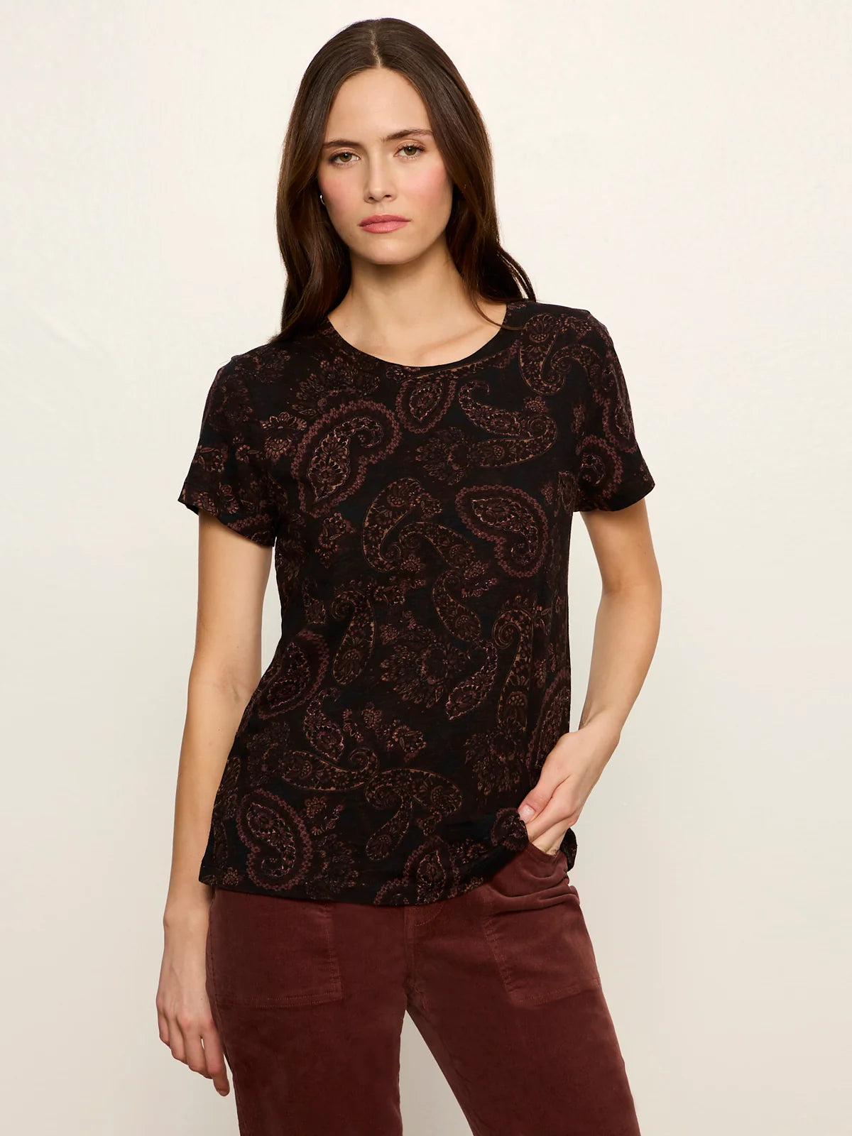 The Perfect Tee in Cocoa Paisley | Sanctuary