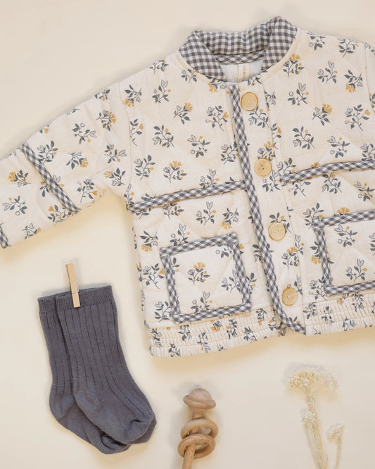 French Floral & Gingham Quilted Jacket