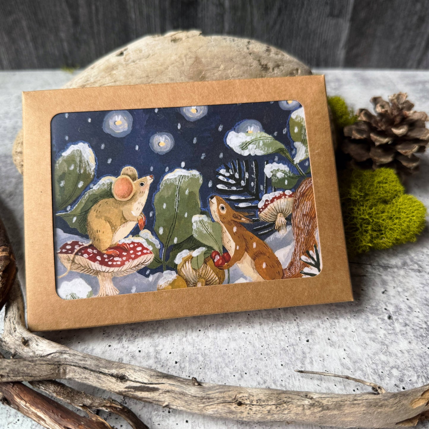 Mushroom Snow Holiday Boxed Cards