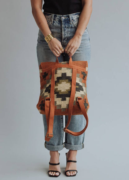 Rust, Cream, & Green Aztec Backpack