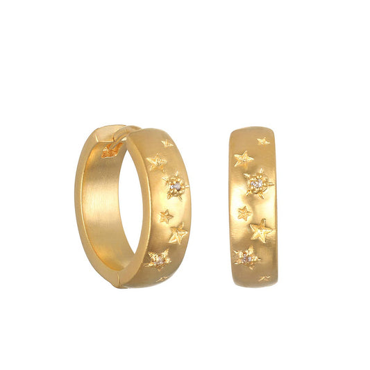 White Topaz Gold Huggies Hoops | Satya