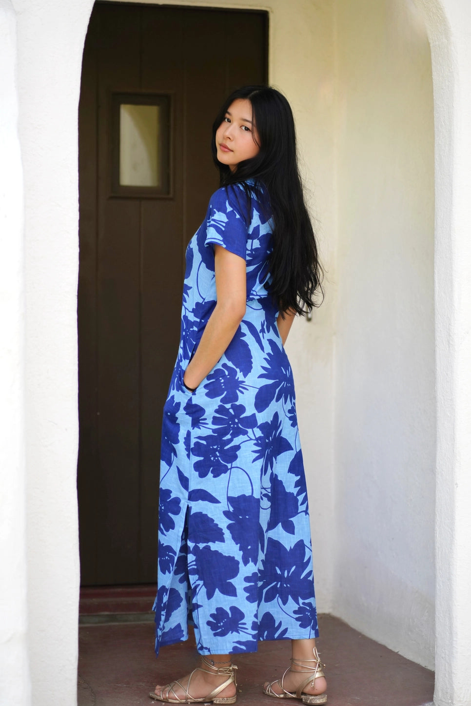Carrie Cotton Dress in Blue