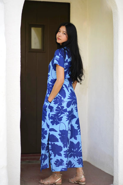 Carrie Cotton Dress in Blue