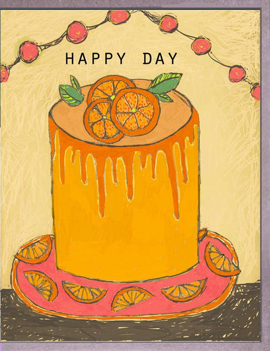 Orange Birthday Cake Card