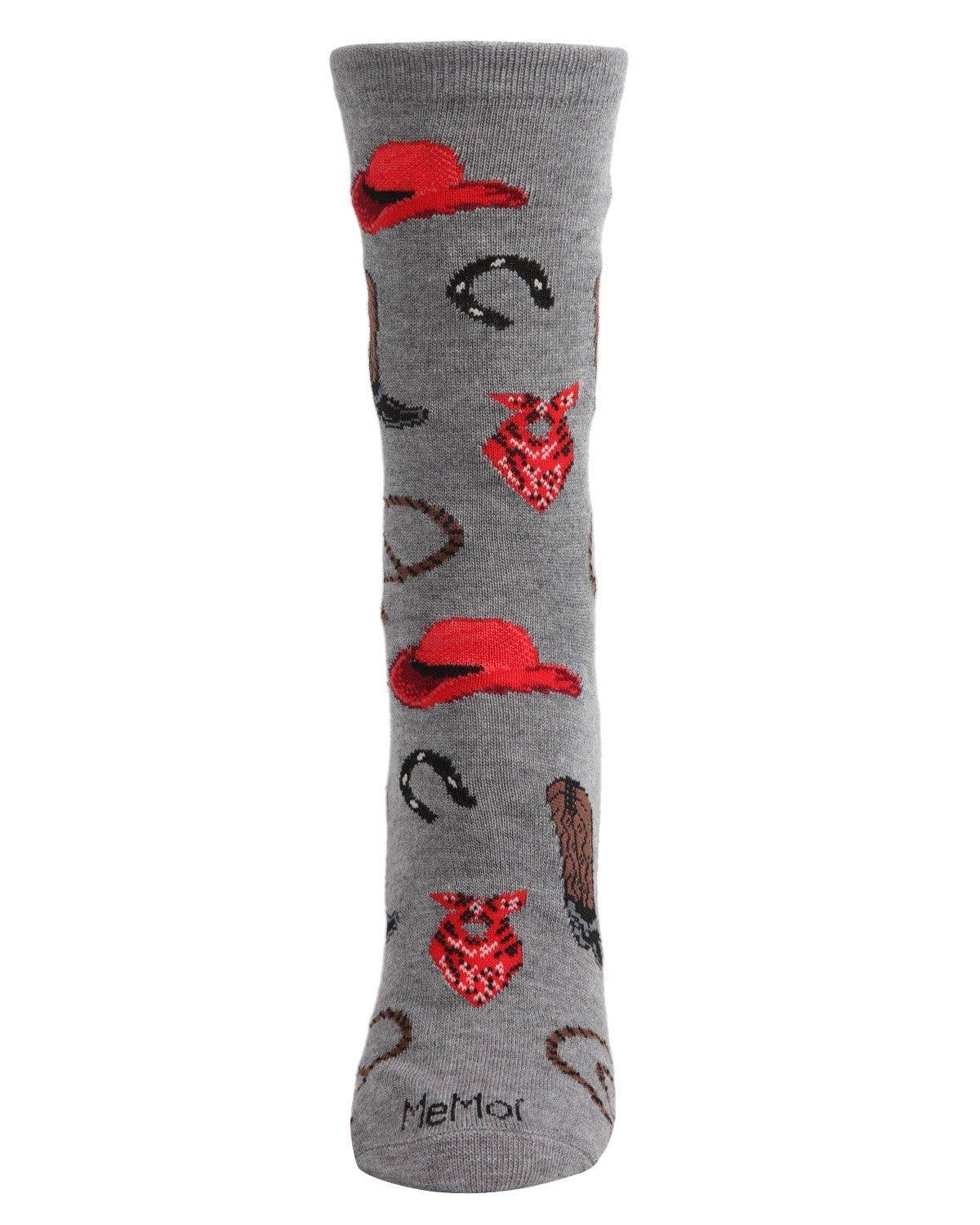 Gray Western Bamboo Crew Socks