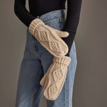 Beige Cable Knit Mittens