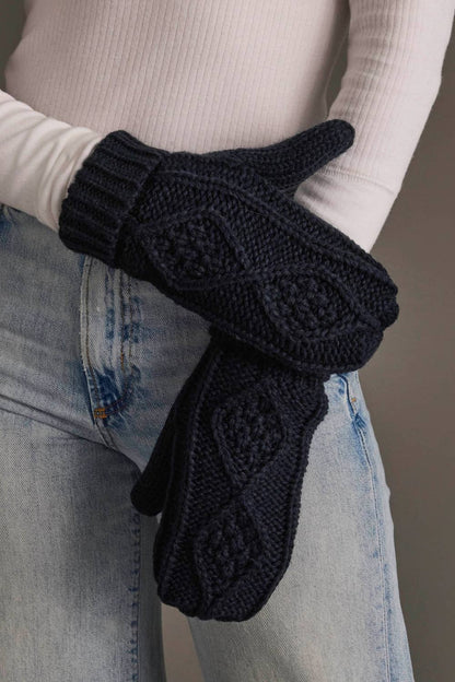 Navy Cable Knit Mittens