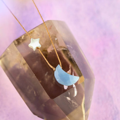 I Love You To The Moon & Back Blue Opal Necklace