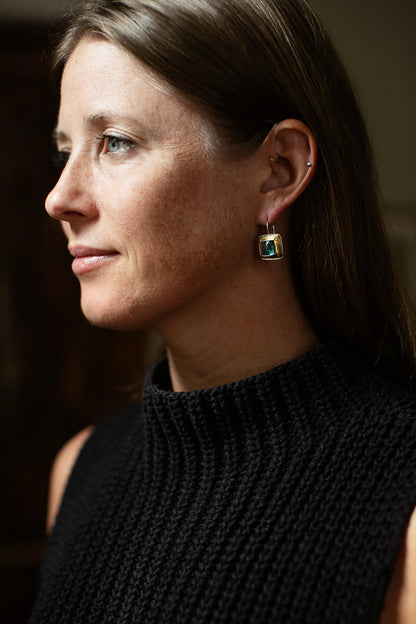 Green Kyanite Square Fold Earrings | Austin Titus