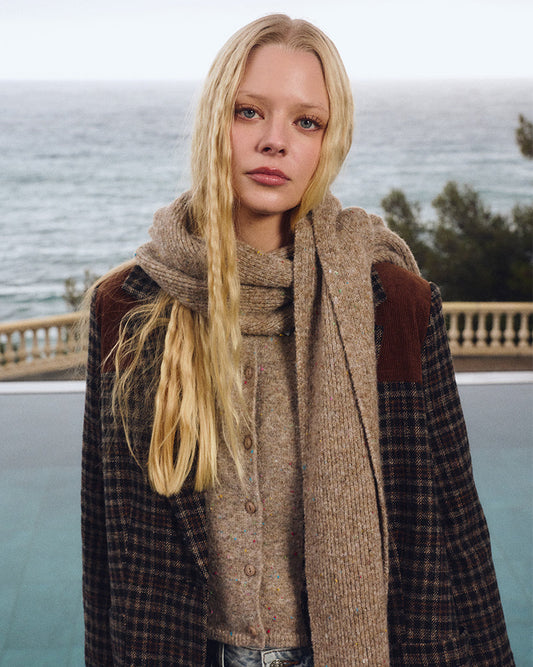 Knitted Confetti Knit Scarf in Beige