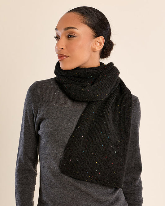 Knitted Confetti Knit Scarf in Black