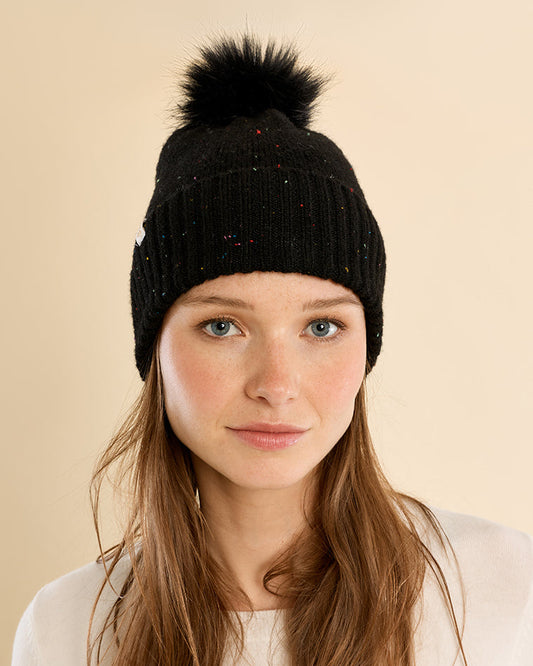 Pompom Confetti Knit Beanie in Black