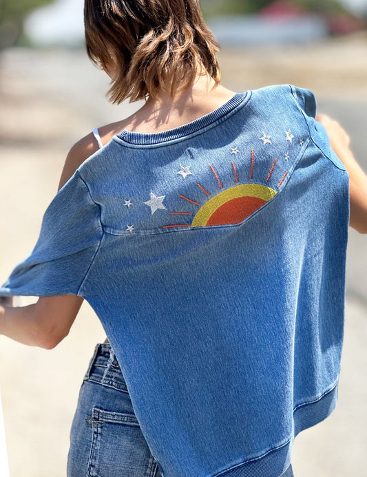 Hello Sunshine Denim Sweatshirt | Billy T