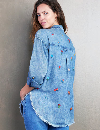 Wild Flower Denim Shirt | Billy T