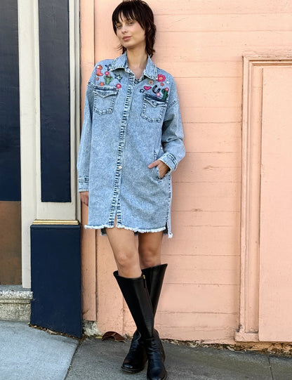 Gittyup Embroidered Denim Dress | Billy T
