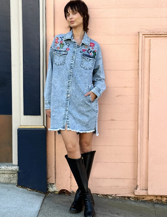 Gittyup Embroidered Denim Dress | Billy T